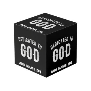 DEDICATED TO GOD CUSTOMIZABLE COOL WHITE TEXT CUBE