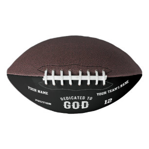 DEDICATED TO GOD CUSTOMIZABLE COOL WHITE TEXT FOOTBALL