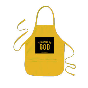 DEDICATED TO GOD CUSTOMIZABLE COOL WHITE TEXT KIDS APRON