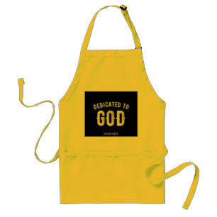 DEDICATED TO GOD CUSTOMIZABLE COOL WHITE TEXT STANDARD APRON