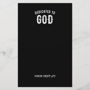 DEDICATED TO GOD CUSTOMIZABLE COOL WHITE TEXT STATIONERY