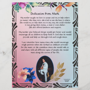 Dedication from Mark Personalised Stationary