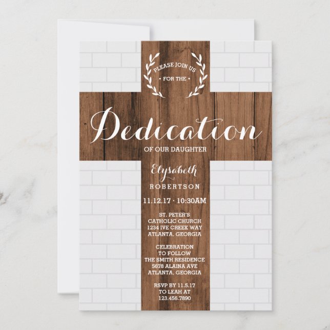Dedication Invitation, Cross, Baptism, Christening Invitation (Front)