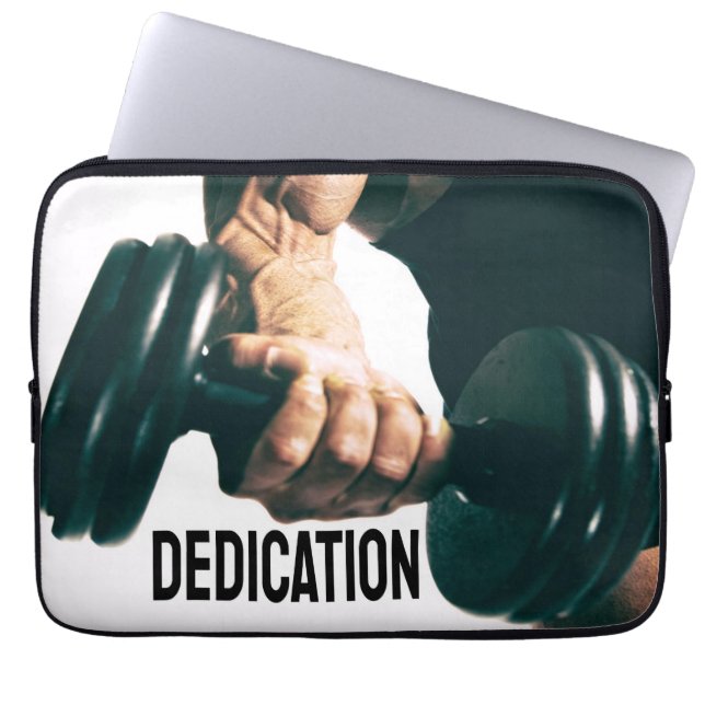 Dedication Motivational Workout Muscles Laptop Sleeve (Front)