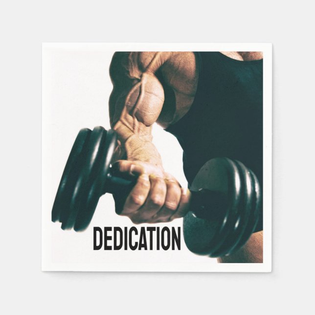 Dedication Motivational Workout Muscles Napkin (Front)