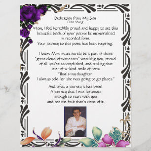 Dedication of my son on Personalised Paper