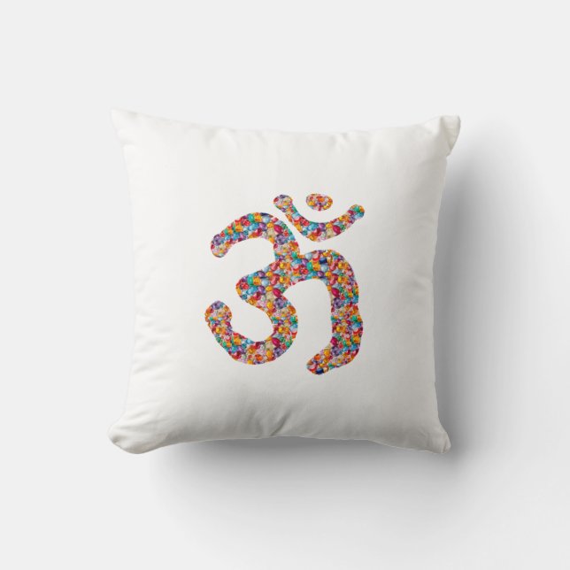 Dedication to OM MANTRA : DISPLAY gems,pearls om Cushion (Front)