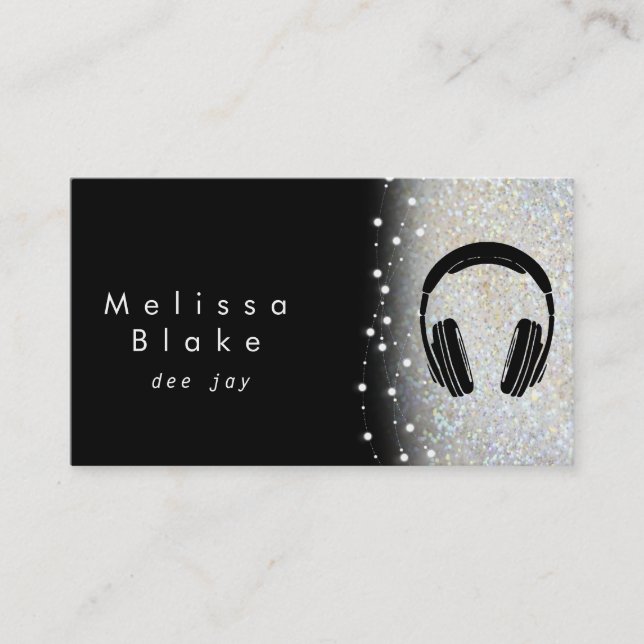 dee jay silver shade faux glitter business card (Front)
