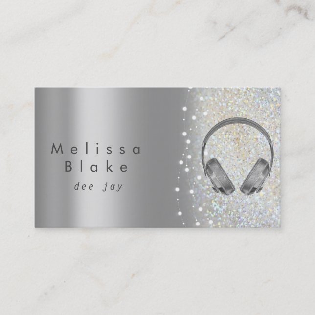 dee jay silver shade glitter business card (Front)