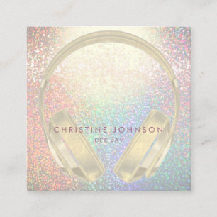 dee jay sparkling effect square business card