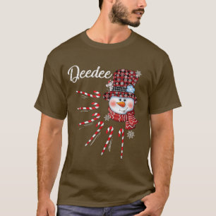 Deedee Snowman Candy Cane Christmas Red Plaid Hat T-Shirt