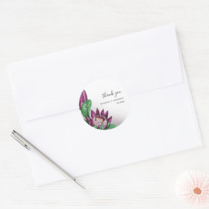 Deeep Purple King Protea Watercolor Art Classic Round Sticker