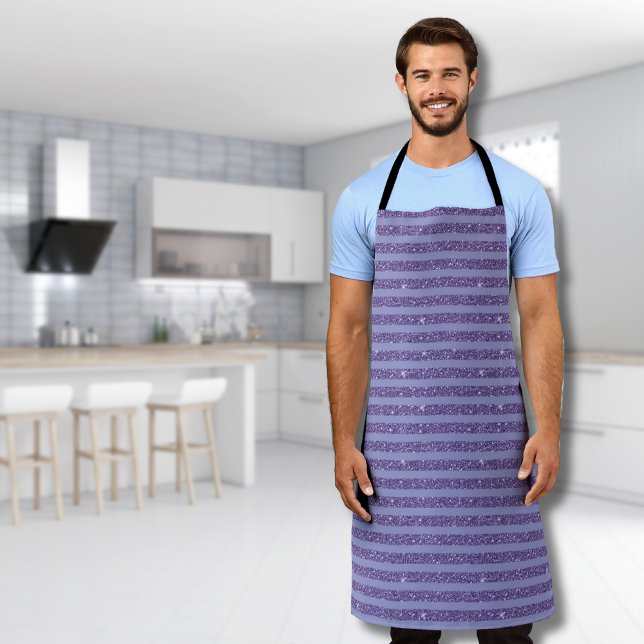 Deep Amethyst Glitter Style Horizontal Stripes  Apron (Creator Uploaded)