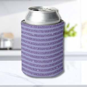 Deep Amethyst Glitter Style Horizontal Stripes Can Cooler
