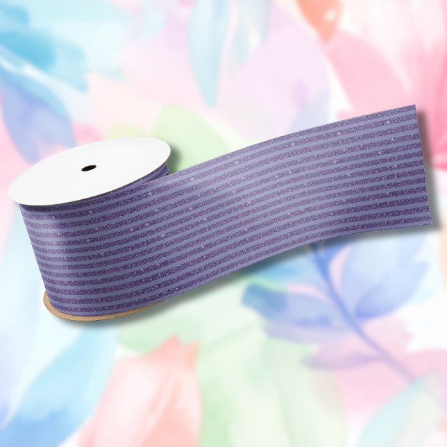 Deep Amethyst Glitter Style Horizontal Stripes  Satin Ribbon (Creator Uploaded)