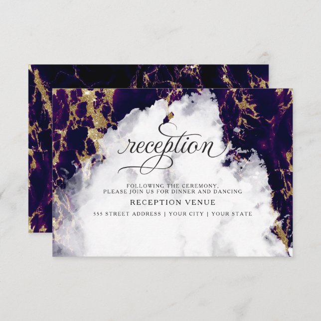 Deep Amethyst Watercolor Geode BarefootBride™ Invitation (Front/Back)