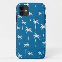 Deep Aqua and White Palm Trees