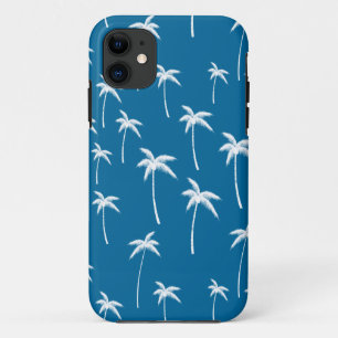 Deep Aqua and White Palm Trees Case-Mate iPhone Case