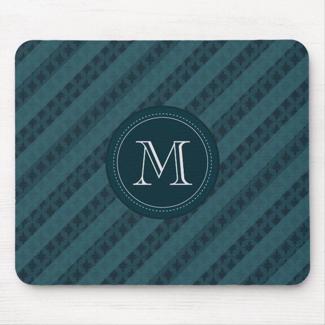 Deep Aqua Navy Blue Attractive Classy Pattern Mouse Pad (Front)