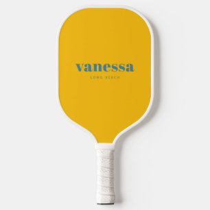 Deep Aqua Reverse Minimal Modern Classic Name Pickleball Paddle