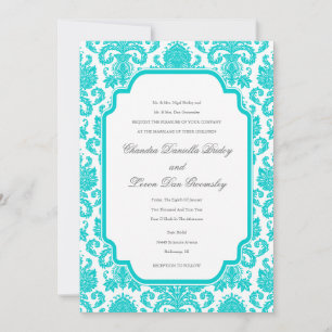 Deep Aqua Weddings Damask Border Template