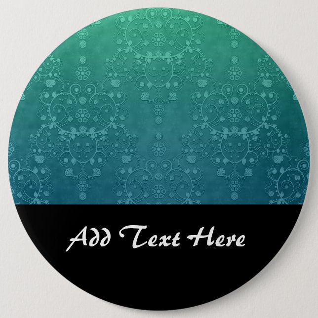 Deep Aquamarine Turquoise Green Damask Pattern 6 Cm Round Badge (Front)