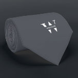 Deep Ash Colour Elegant Monogram   Name  Tie<br><div class="desc">An elegant necktie featuring a bold white monogram across a smooth Colour background. On top of this monogram sits your first or last name spelled out in all capitals. If you prefer a bolder look for the personal name inside of the large letter you can do the following: Use the...</div>