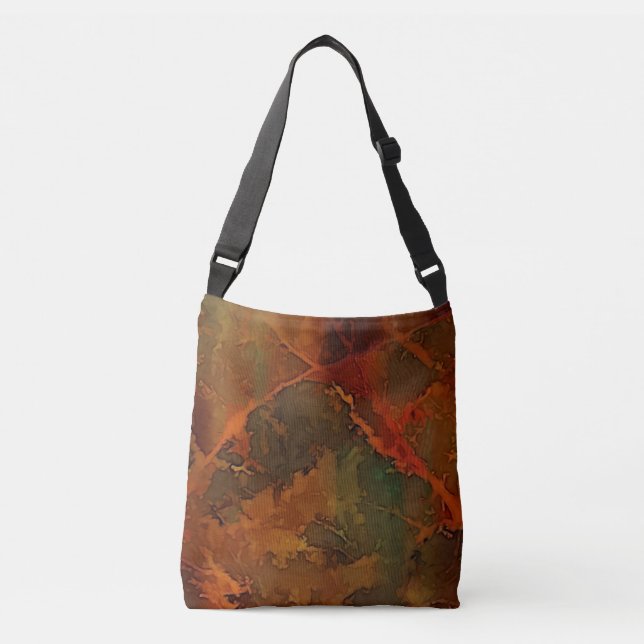 Deep Autumn Rich Earthy Abstract Fall Crossbody Bag (Front)