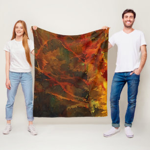 Deep Autumn Rich Earthy Abstract Fall Fleece Blanket