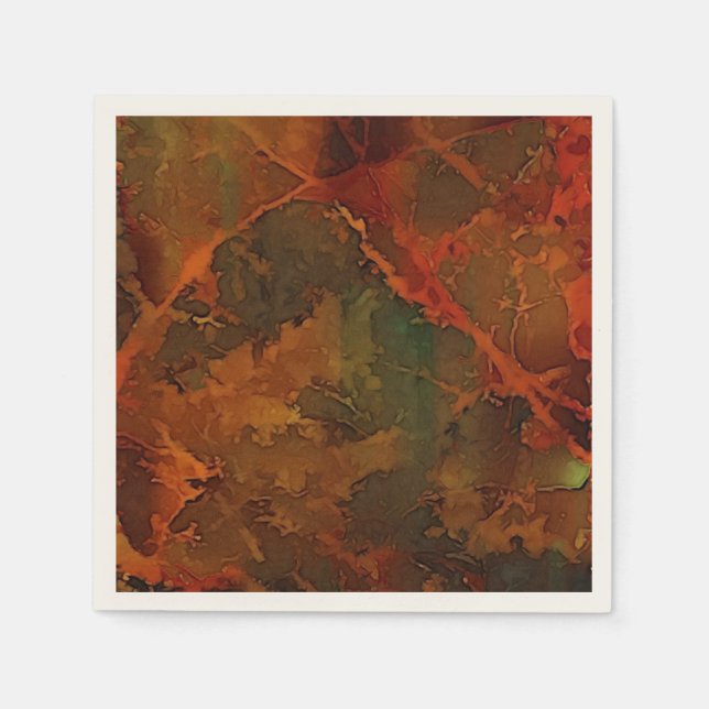 Deep Autumn Rich Earthy Abstract Fall Napkin (Front)