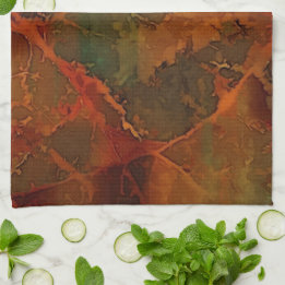 Deep Autumn Rich Earthy Abstract Fall Tea Towel