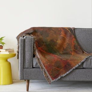 Deep Autumn Rich Earthy Abstract Fall Throw Blanket
