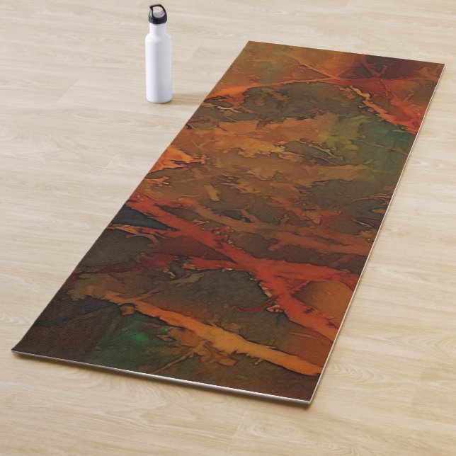 Deep Autumn Rich Earthy Abstract Fall Yoga Mat (In Situ)