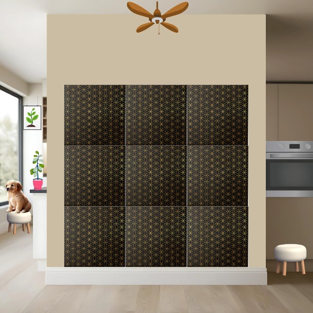 Deep Black and Shimmering Gold Flower of Life Tile (Creator Uploaded)
