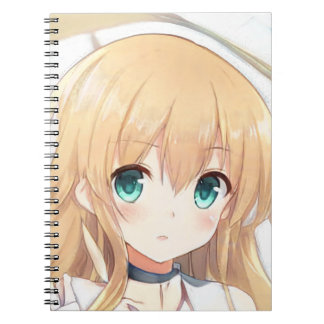 Deep blonde girl green eyes anime manga  notebook