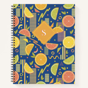 Deep Blue 80’s Citrus Fruit Slices Notebook