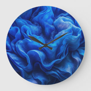 "Deep Blue Abstract Wave Wall Clock