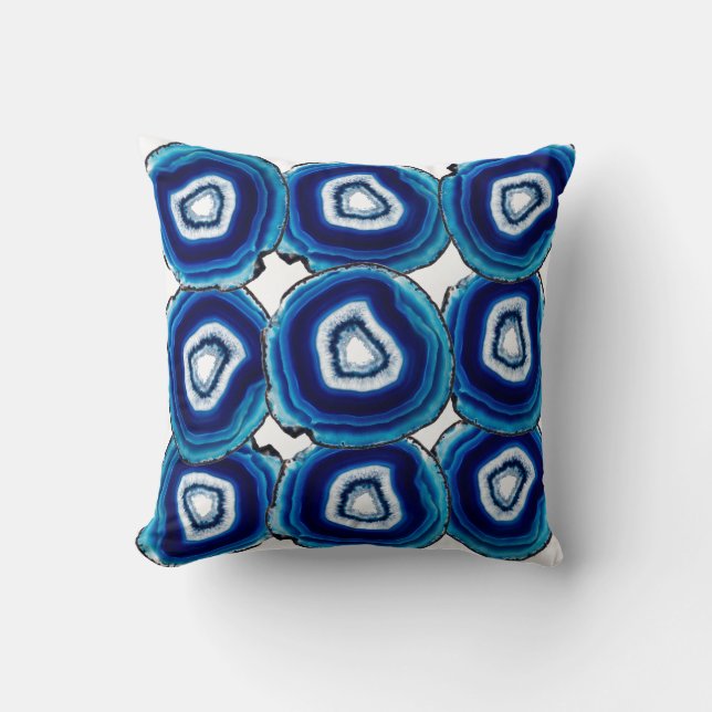 Deep blue agate throw pillow (Front)