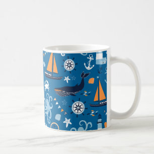 Deep Blue All Things Nautical Coffee Mug