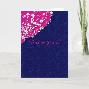 Deep Blue and Fuschia Custom Invitations