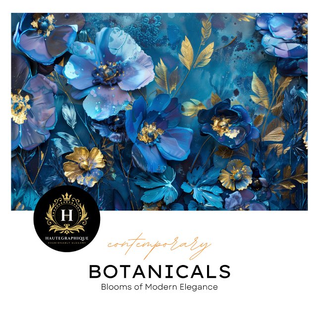 Deep Blue and Gold Floral Decoupage Tissue Paper (Creator Uploaded)