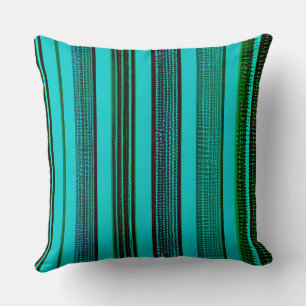 Deep Blue and Silver Abstract Stripes Cushion