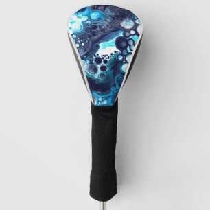 Deep Blue and White Marble Fluid Art Golf Head Cover