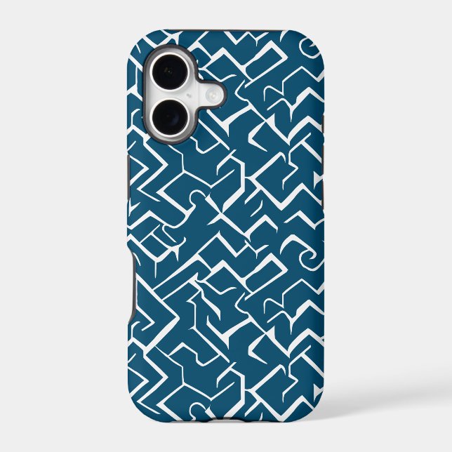 Deep Blue and White Meander Pattern | Modern Maze (Back)
