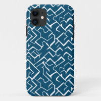 Deep Blue and White Meander Pattern | Modern Maze