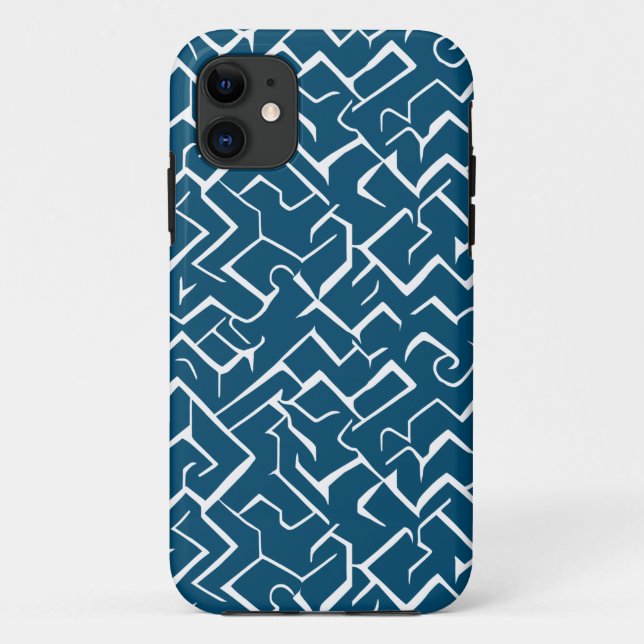 Deep Blue and White Meander Pattern | Modern Maze Case-Mate iPhone Case (Back)