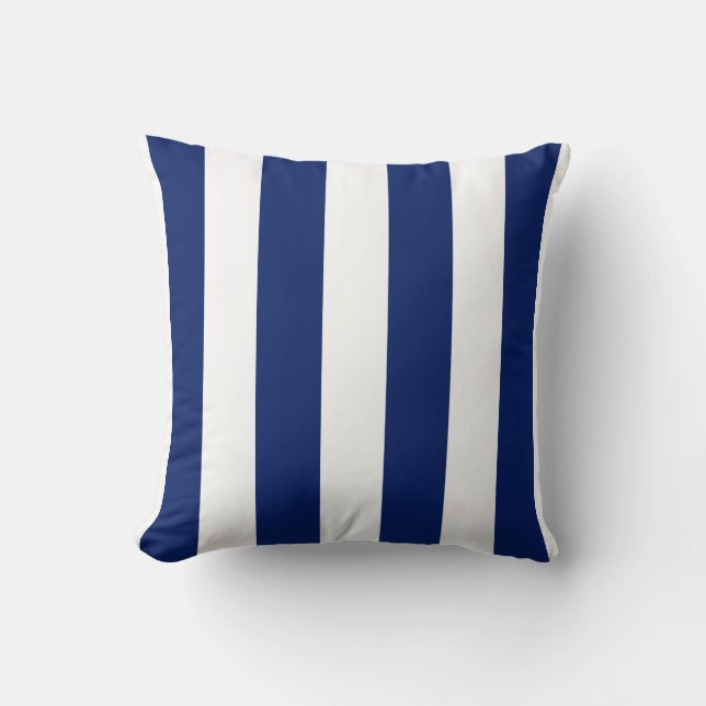 Deep Blue and White Striped Cushion (Front)