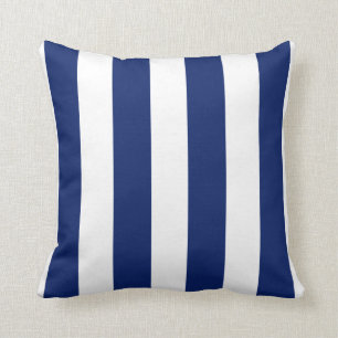 Deep Blue and White Striped Cushion