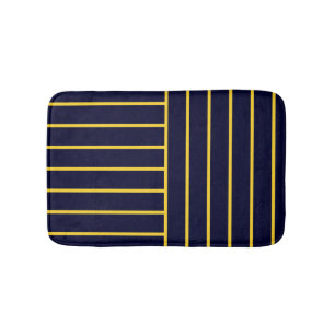 Deep Blue and Yellow Stripes Bath Mat