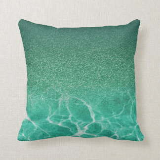 Deep Blue Aqua Glitter Pillow